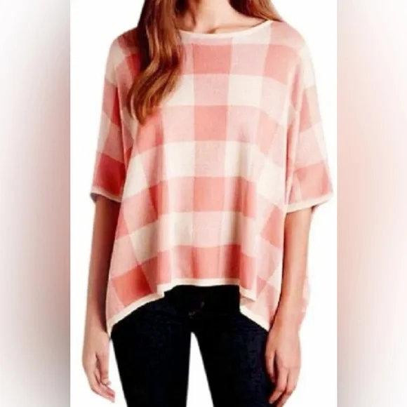 Anthropologie La Casita De Wendy Plaid Poncho Organic Cotton Top Size Large - Picture 1 of 8